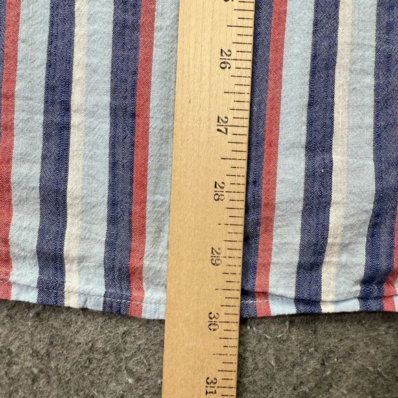 Chubbies Button-Down Shirt Men L Blue Red Striped Friday Short Sleeve - Picture 10 of 12